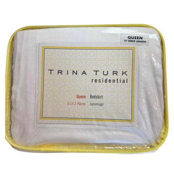 NWT TRINA TURK Queen White Pleated Bedskirt 15” Drop Length 100% Cotton - Picture 2 of 9